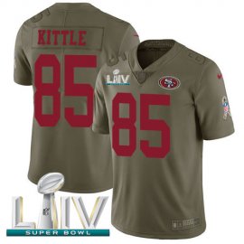 Nike San Francisco 49ers #85 George Kittle Olive Super Bowl LIV 2020 Youth Stitched NFL Limited 2017 Salute To Service Jersey
