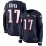 Nike New England Patriots #17 Antonio Brown Navy Blue Team Color Womens Stitched NFL Limited Therma Long Sleeve Jersey