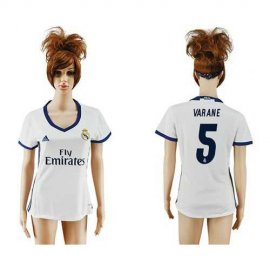 Womens Real Madrid #5 Varane Home Soccer Club Jersey