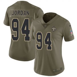 Nike New Orleans Saints #94 Cameron Jordan Olive Womens Stitched NFL Limited 2017 Salute to Service Jersey
