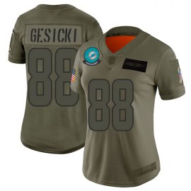 Nike Miami Dolphins #88 Mike Gesicki Camo Womens Stitched NFL Limited 2019 Salute to Service Jersey