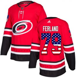 Adidas Carolina Hurricanes #79 Michael Ferland Red Home Authentic USA Flag Stitched NHL Jersey