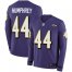Nike Baltimore Ravens #44 Marlon Humphrey Purple Team Color Mens Stitched NFL Limited Therma Long Sleeve Jersey