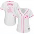 Atlanta Braves #40 Mike Soroka White/Pink Fashion Womens Stitched MLB Jersey