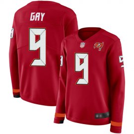 Nike Tampa Bay Buccaneers #9 Matt Gay Red Team Color Womens Stitched NFL Limited Therma Long Sleeve Jersey