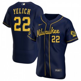 Milwaukee Brewers Christian Yelich Mens Nike Navy Alternate 2020 Authentic Player MLB Jersey