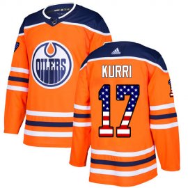Adidas Edmonton Oilers #17 Jari Kurri Orange Home Authentic USA Flag Stitched NHL Jersey