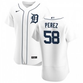 Detroit Tigers #58 Franklin Perez Mens Nike White Home 2020 Authentic Player MLB Jersey