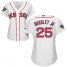 Boston Red Sox #25 Jackie Bradley Jr White Home 2018 World Series Womens Stitched MLB Jersey