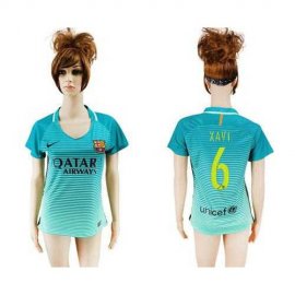 Womens Barcelona #6 Xavi Sec Away Soccer Club Jersey