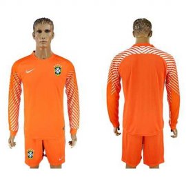 Brazil Blank Orange Goalkeeper Long Sleeves Soccer Country Jersey