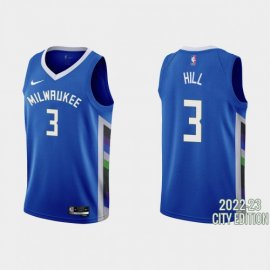 Milwaukee Milwaukee Bucks #3 George Hill Mens Nike Blue 2022-23 NBA Jersey – City Edition Mens
