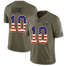Nike Green Bay Packers #10 Jordan Love Olive/USA Flag Mens Stitched NFL Limited 2017 Salute To Service Jersey