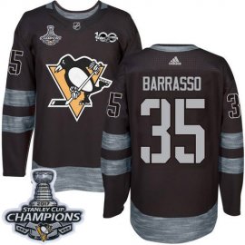 Adidas Pittsburgh Penguins #35 Tom Barrasso Black 1917-2017 100th Anniversary Stanley Cup Finals Champions Stitched NHL Jersey