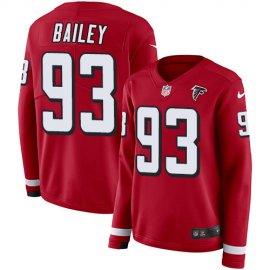Nike Atlanta Falcons #93 Allen Bailey Red Team Color Womens Stitched NFL Limited Therma Long Sleeve Jersey