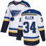 Adidas St. Louis Blues #34 Jake Allen White Road Authentic Stitched Youth NHL Jersey