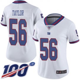 Nike New York Giants #56 Lawrence Taylor White Womens Stitched NFL Limited Rush 100th Season Jersey