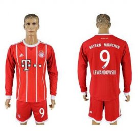 Bayern Munchen #9 Lewandowski Home Long Sleeves Soccer Club Jersey