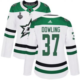 Adidas Dallas Stars #37 Justin Dowling White Road Authentic Womens 2020 Stanley Cup Final Stitched NHL Jersey