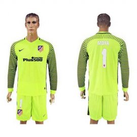Atletico Madrid #1 Moya Green Goalkeeper Long Sleeves Soccer Club Jersey
