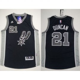 San Antonio Spurs #21 Tim Duncan Black New Road Stitched NBA Jersey