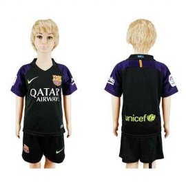 Barcelona Blank Black Goalkeeper Kid Soccer Club Jersey