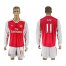 Arsenal #11 Ozil Red Home Long Sleeves Soccer Club Jersey