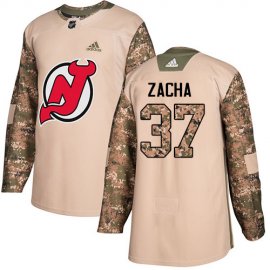 Adidas New Jersey Devils #37 Pavel Zacha Camo Authentic 2017 Veterans Day Stitched NHL Jersey