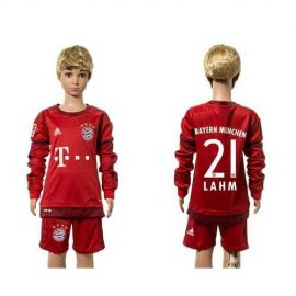 Bayern Munchen #21 Lahm Home Long Sleeves Kid Soccer Club Jersey