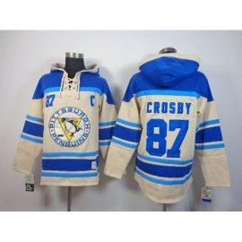 Pittsburgh Penguins #87 Sidney Crosby Cream Sawyer Hooded Sweatshirt Stitched NHL Jersey