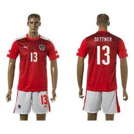 Austria #13 Suttner Red Home Soccer Country Jersey