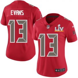 Nike Tampa Bay Buccaneers #13 Mike Evans Red Womens Super Bowl LV Bound Stitched NFL Limited Rush Jersey