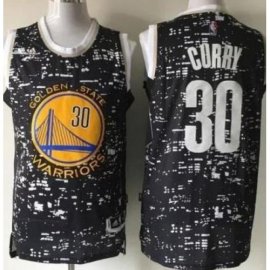 Warriors #30 Stephen Curry Black City Light Stitched NBA Jersey