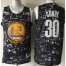 Warriors #30 Stephen Curry Black City Light Stitched NBA Jersey