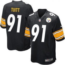 Nike Pittsburgh Steelers #91 Stephon Tuitt Black Team Color Youth Stitched NFL Elite Jersey