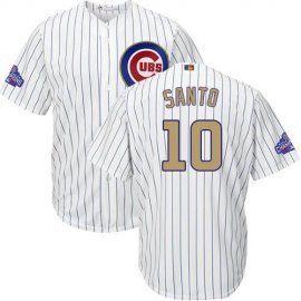 Chicago Cubs #10 Ron Santo White(Blue Strip) 2017 Gold Program Cool Base Stitched Youth MLB Jersey