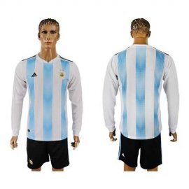 Argentina Blank Home Long Sleeves Soccer Country Jersey