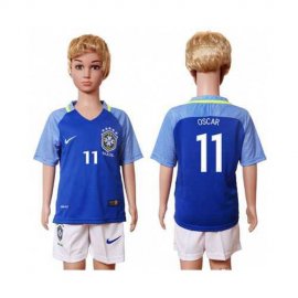 Brazil #11 Oscar Away Kid Soccer Country Jersey