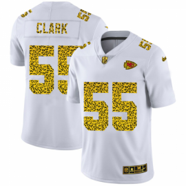 Kansas City Chiefs #55 Frank Clark Mens Nike Flocked Leopard Print Vapor Limited NFL Jersey White