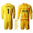Tottenham Hotspur #1 Lloris Yellow Goalkeeper Long Sleeves Kid Soccer Club Jersey