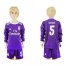 Real Madrid #5 Varane Away Long Sleeves Kid Soccer Club Jersey