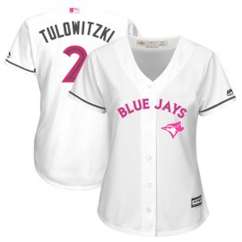 Toronto Blue Jays #2 Troy Tulowitzki White Mothers Day Cool Base Womens Stitched MLB Jersey