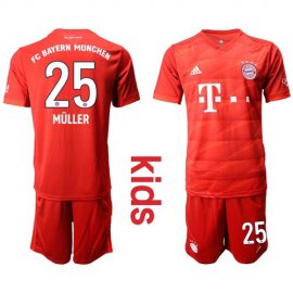 Bayern Munchen #25 Muller Home Kid Soccer Club Jersey