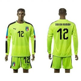 Italy #12 Donna Rumma Shiny Green Long Sleeves Goalkeeper Soccer Country Jersey