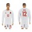 Spain #12 De Gea White Away Long Sleeves Soccer Country Jersey