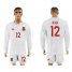 Spain #12 De Gea White Away Long Sleeves Soccer Country Jersey