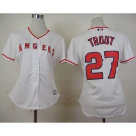 Los Angeles Angels #27 Mike Trout White Home Womens Stitched MLB Jersey