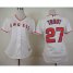 Los Angeles Angels #27 Mike Trout White Home Womens Stitched MLB Jersey