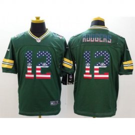 Nike Green Bay Packers #12 Aaron Rodgers Green Team Color Mens Stitched NFL Elite USA Flag Fashion Jersey
