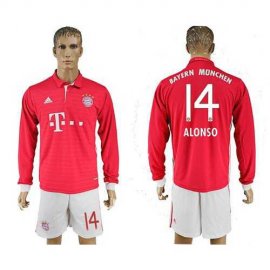 Bayern Munchen #14 Alonso Home Long Sleeves Soccer Club Jersey